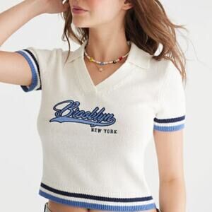 Brooklyn Cropped Graphic Sweater Polo from Aéropostale Women's XL